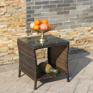 Outdoor Patio Furniture 1 Coffee Table With Clear Tempered Glass