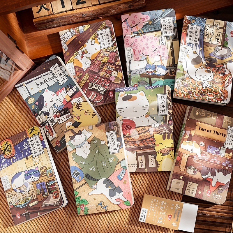 Moore Journal Book Yiliang Cat Mountain Club Cute Cat Diary Book Hand-painted Illustration Pocket Notebook Student - Image 5