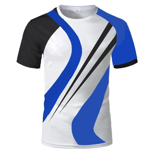 New Men's Summer D Digital Printing Stripe Multicolor Crew - Image 4